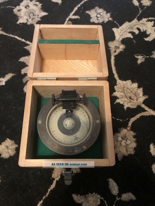 Vintage Weems Illuminated Hand Held Ships Compass In Wood Case | #29966826