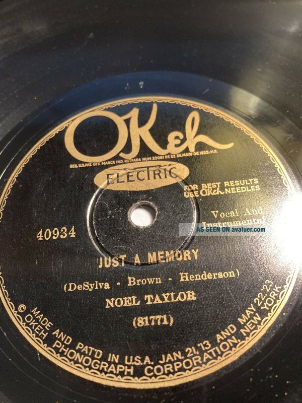 78 RPM RARE Noel Taylor; Just A Memory & The Song Is Ended - Okeh ...