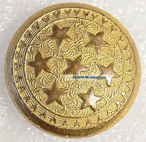 Antique Civil War Patriotic Button D. Evans Attelboro Mass Seven Stars ...