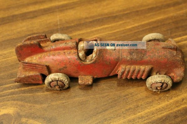Antique Hubley Red Cast Iron Race Car With Driver | #30356252