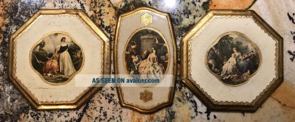 3 Vintage Classic Florentine Gold Wood Wall Plaques Handmade Italy Mid ...