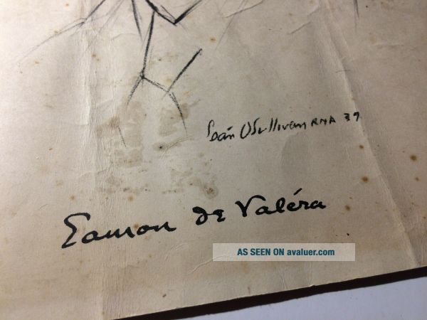 Autographe Signé Eamon De Valera - Pièce Rare Et Authentique - Occasion