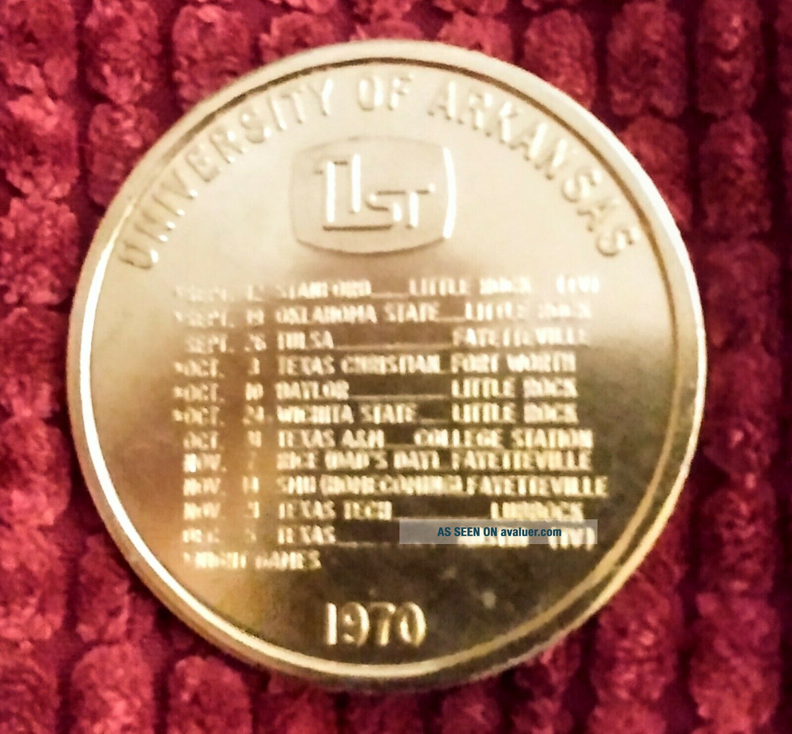 1970 Arkansas Razorbacks Commemorative Hogs Gold Coin VTG Rare U Of A ...