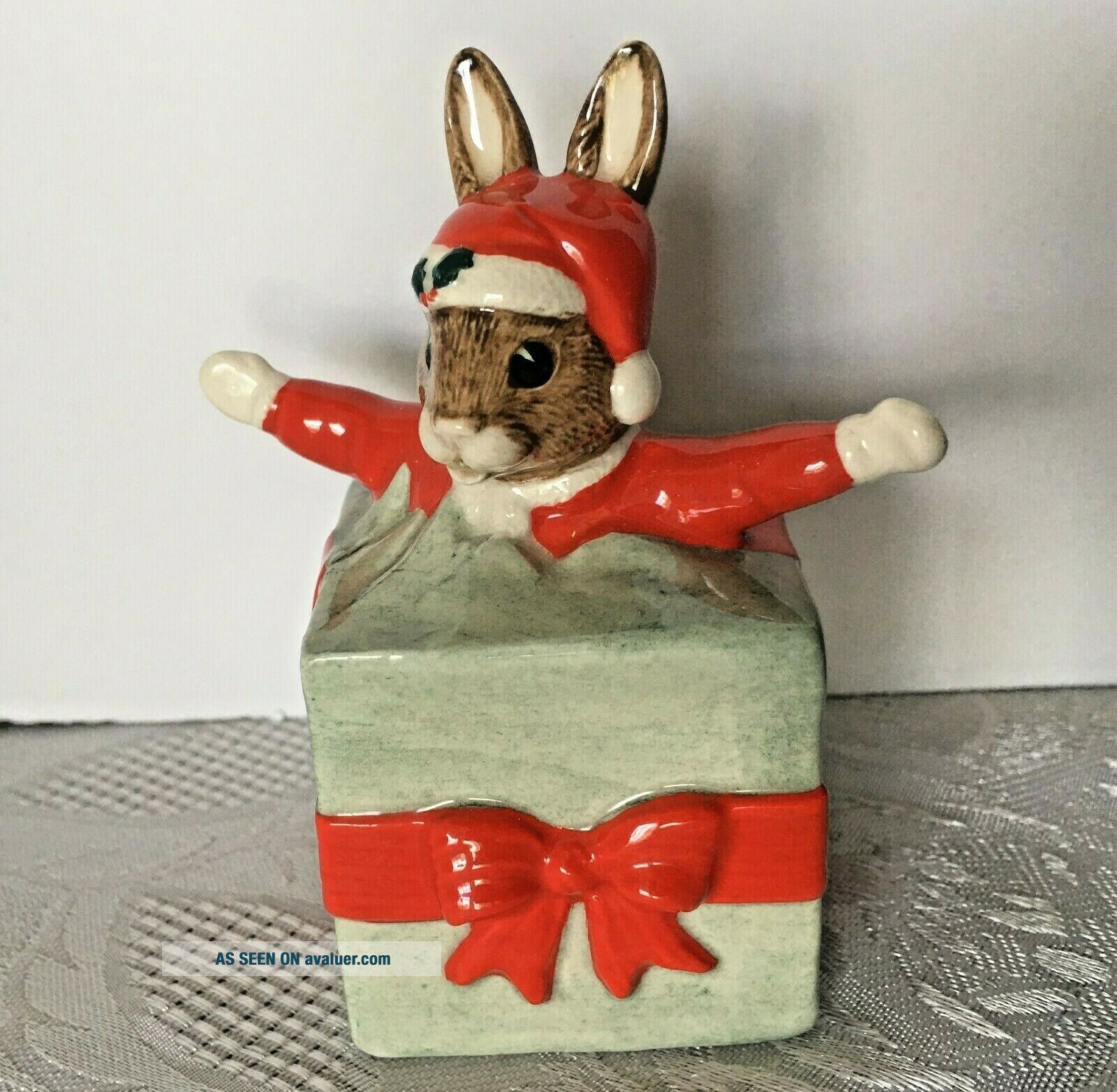 Surprised Rabbit Figure Christmas Surprise Bunnykins Royal Doulton Rabbit Figurine Made In ...
