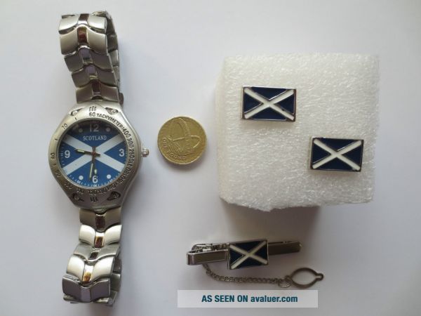 Scotland Rugby Union Pin Rugby Football Scotland Flag Wrist Watch Tie Pin And Cufflinks Set ...