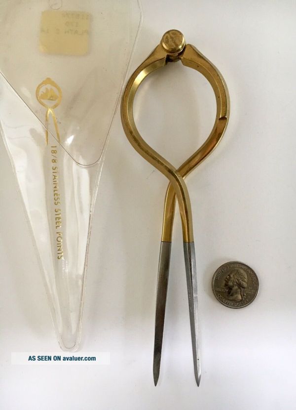 Map Calipers W & H C • Maritime Map Charting Brass/Steel Nautical DIVIDERS 7 ...
