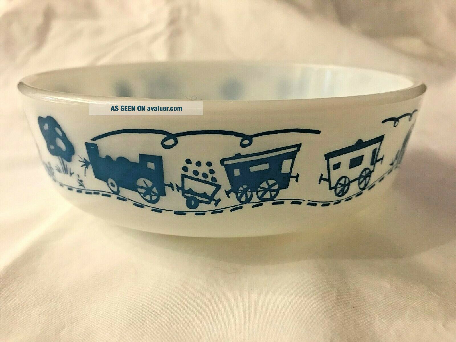 Pyrex Blue Train Rare Vintage Pyrex Children ' S Train Dinnerware 3 Pc Set | #43407489