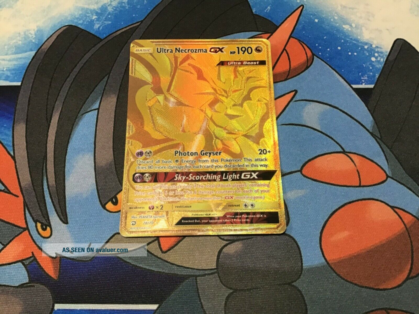 Ultra Rare Inoska Card Pokemon Card Ultra Necrozma GX Full Art Gold Secret Rare 78/70 Dragon ...
