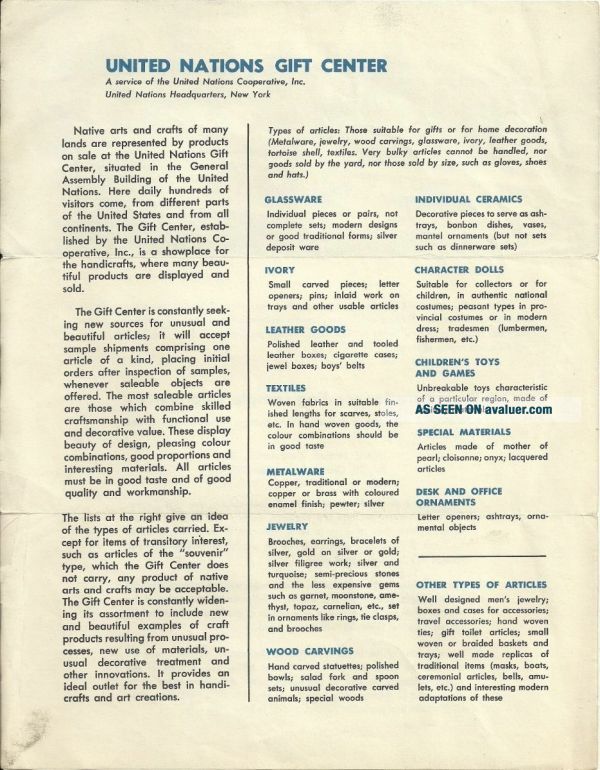 United Nations Old Advertising Page United Nations Gift Center | #43953432