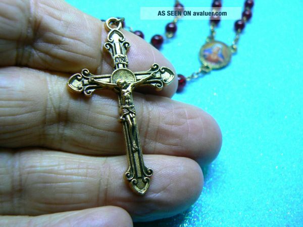 Catholic Church Ruby LOVELY RUBY RED GLASS BEAD ROMAN CATHOLIC 5 DECADE HOLY ROSARY | #44237178