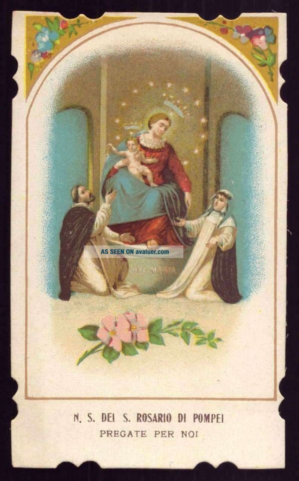 OUR LADY OF THE MOST HOLY ROSARY OF POMPEII & SAINTS Old HOLY CARD ...
