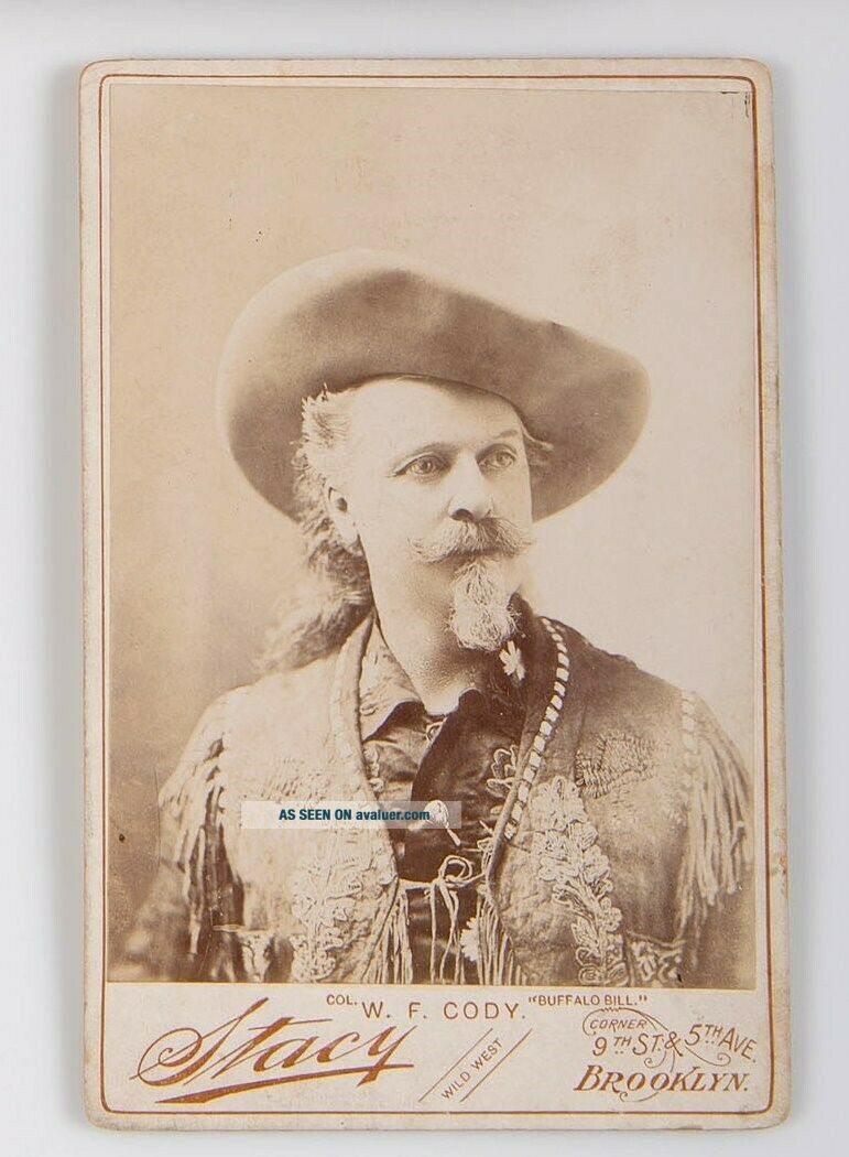 Ca1895 BUFFALO BILLS WILD WEST CABINET CARD PHOTO BILL CODY IN BUCKSKIN ...
