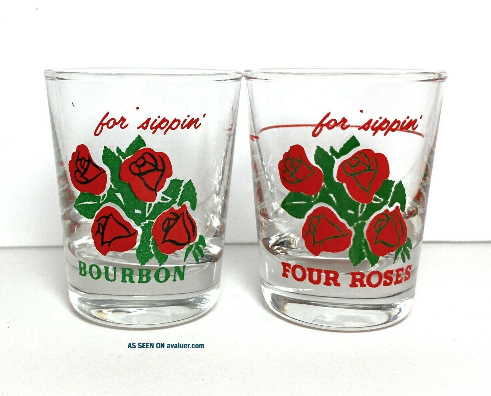 2 Vintage Four Roses Antique Kentucky Straight Bourbon Libbey Shot ...