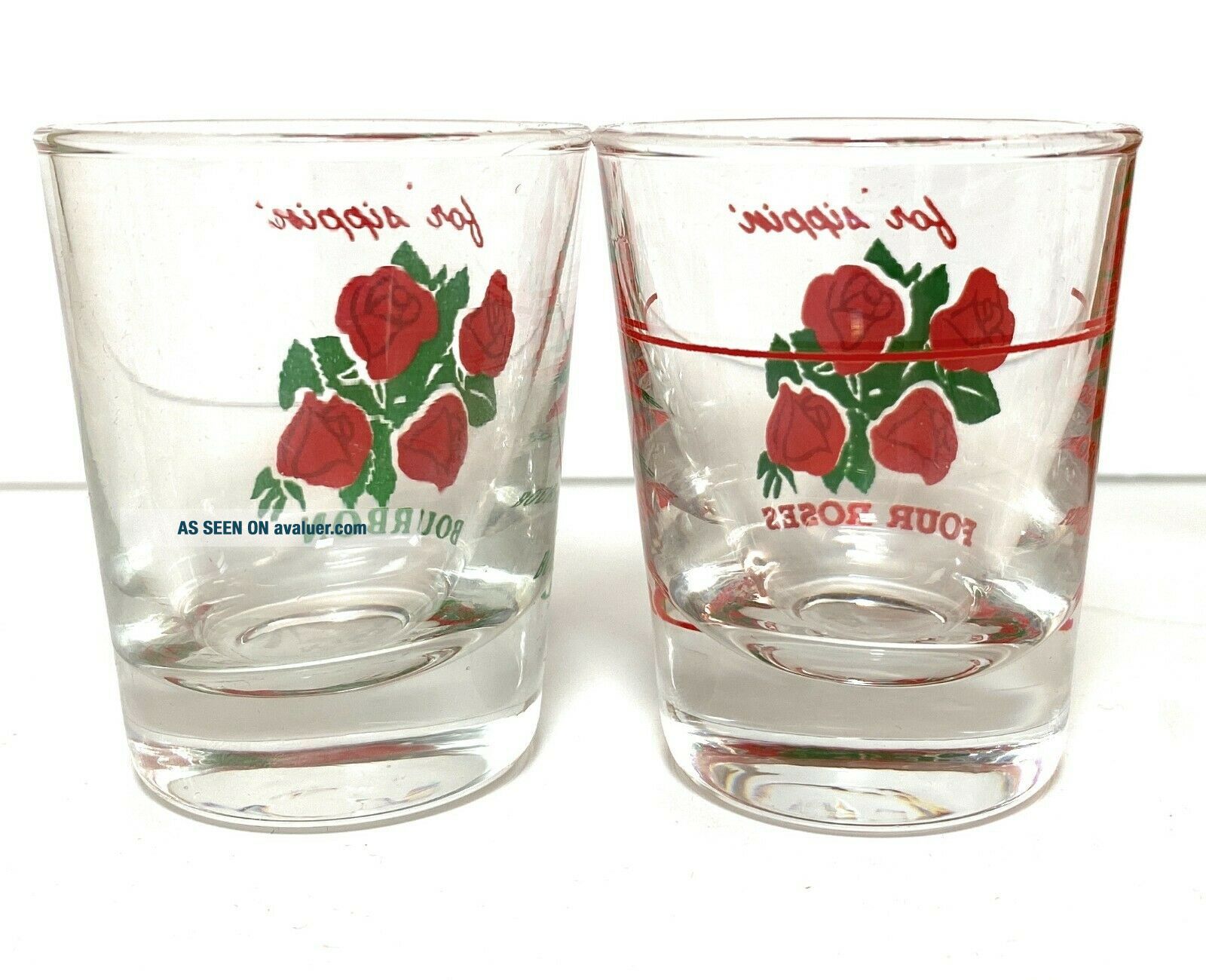 2 Vintage Four Roses Antique Kentucky Straight Bourbon Libbey Shot ...