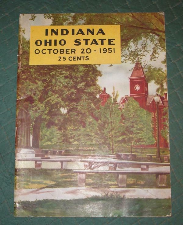 1951 OHIO STATE Buckeyes Vs INDIANA Hoosiers Vintage Football Program ...